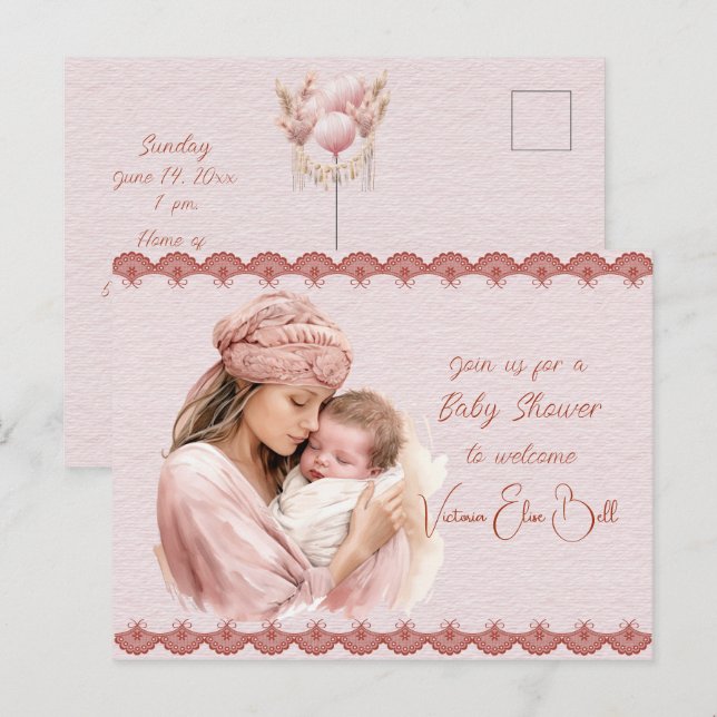 Welcome to a Baby Girl Shower Invitation Postcard (Front/Back)
