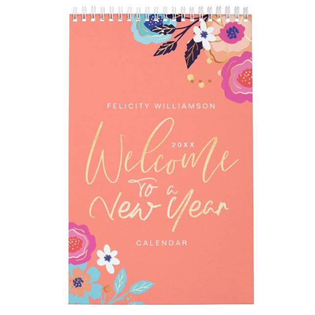 Welcome To A New Year Floral Inspirational Quotes Calendar (Cover)