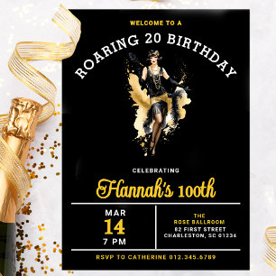 Welcome to a Roaring 20 100th Birthday Party Invitation