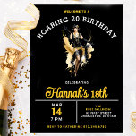 Welcome to a Roaring 20 18th Birthday Party Invitation<br><div class="desc">Chic Roaring 20 Birthday Party invitation features a flapper girl dancing in the centre. The eye-catching bold black,  gold and white colour scheme is certain to generate excitement when your guests receive their invitation.</div>