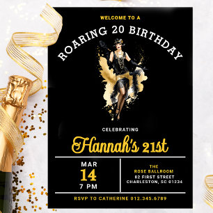 Welcome to a Roaring 20 21st Birthday Party Invitation