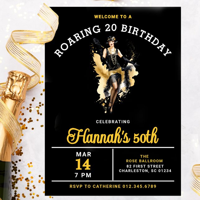 Welcome to a Roaring 20 50th Birthday Party Invitation (Creator Uploaded)