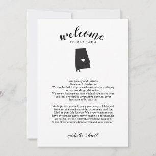 Welcome to Alabama   Wedding Letter & Itinerary