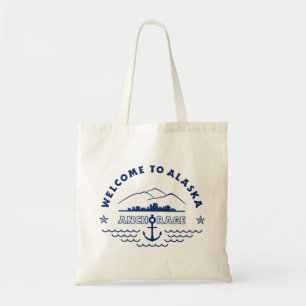 Welcome to Alaska. Anchorage - Blue Logo Tote Bag