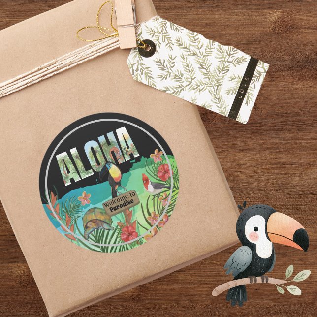 Welcome to Aloha tropical Paradise  Classic Round Sticker (Welcome to Aloha tropical Paradise Classic Round Sticker )