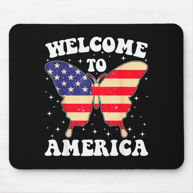 Welcome To America Patriotic Butterfly New America Mouse Mat (Front)