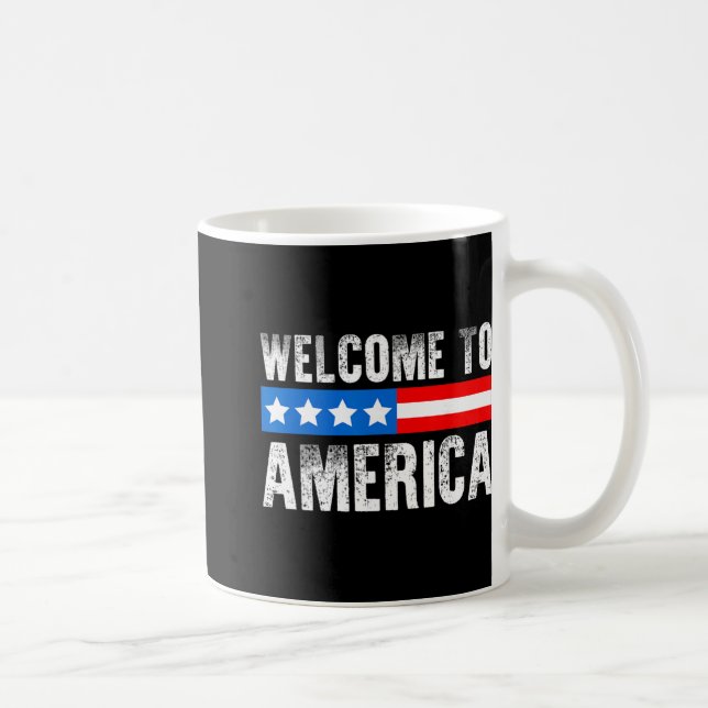 Welcome To America Patriotic Usa Flag New American Coffee Mug (Right)