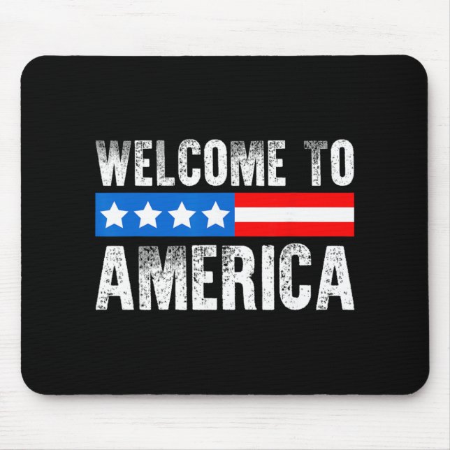 Welcome To America Patriotic Usa Flag New American Mouse Mat (Front)
