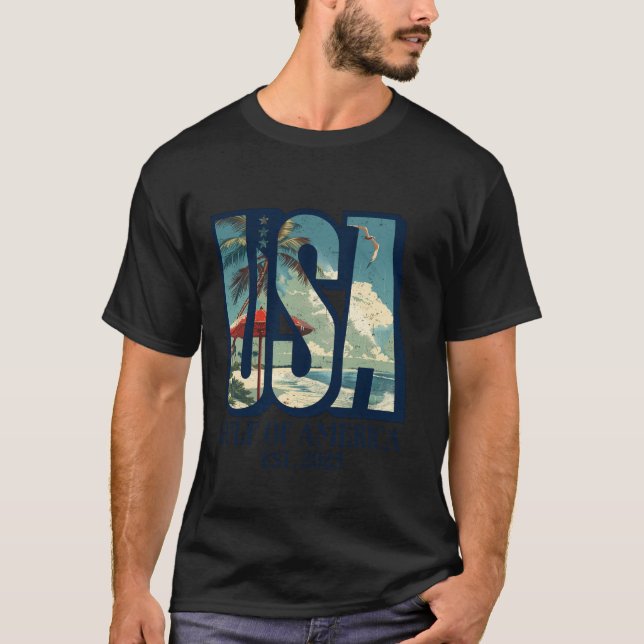 Welcome To America s Gulf Beach Retro Gulf Of USA  T-Shirt (Front)