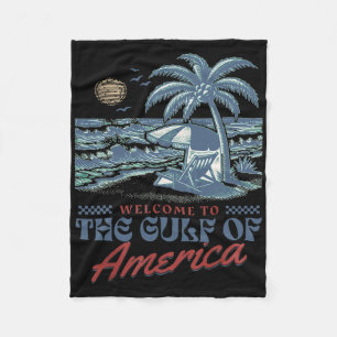 Welcome To America's Gulf Retro Beach Gulf Of Usa Fleece Blanket