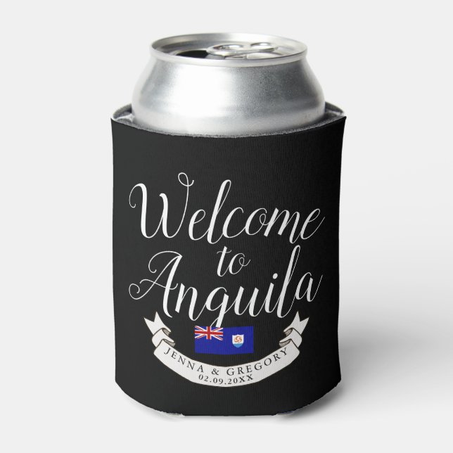 Welcome to Anguilla | Destination Wedding Favour Can Cooler (Can Front)