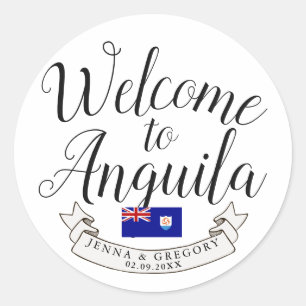 Welcome to Anguilla Destination Wedding Favour Classic Round Sticker