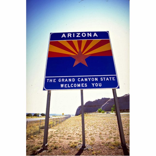 Welcome to Arizona sign at Lupton, Arizona Desert Standing Photo Sculpture (Front)
