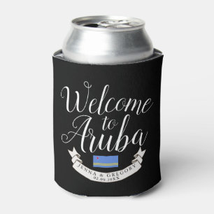 Welcome to Aruba   Destination Wedding Custom Can Cooler