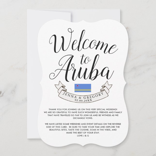 Welcome to Aruba | Destination Wedding Custom Invitation (Front)