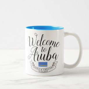 Welcome to Aruba   Destination Wedding Custom Two-Tone Coffee Mug