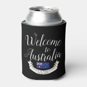 Welcome to Australia Destination Wedding Custom Can Cooler