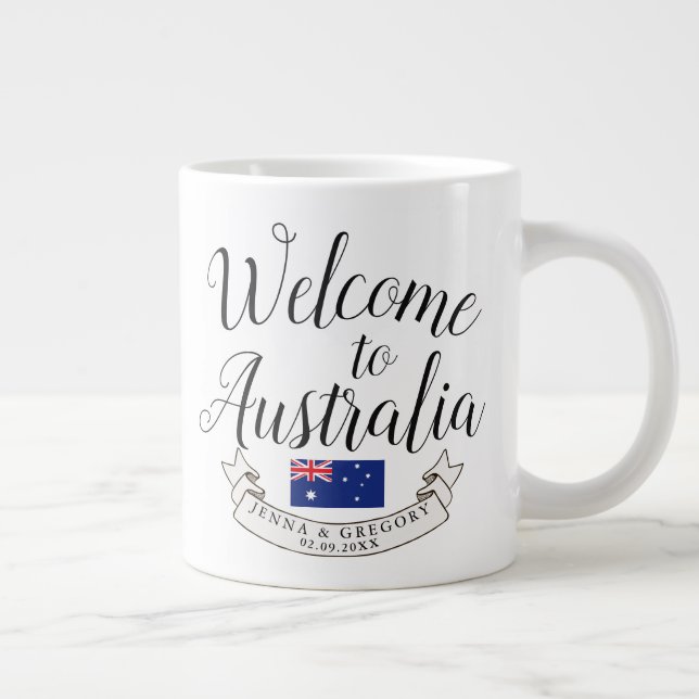Welcome to Australia | Destination Wedding Custom Large Coffee Mug (Right)