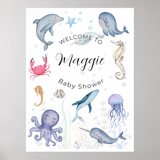 welcome to baby shower under the sea poster (Front)