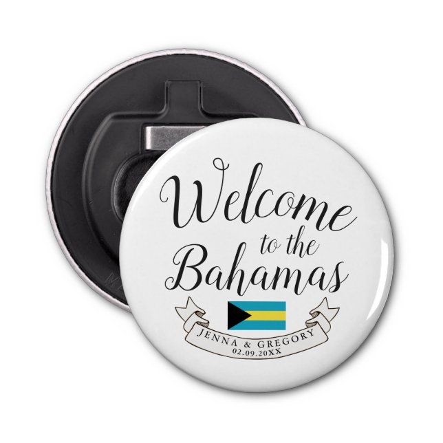 Welcome to Bahamas | Destination Wedding Custom Bottle Opener (Front)