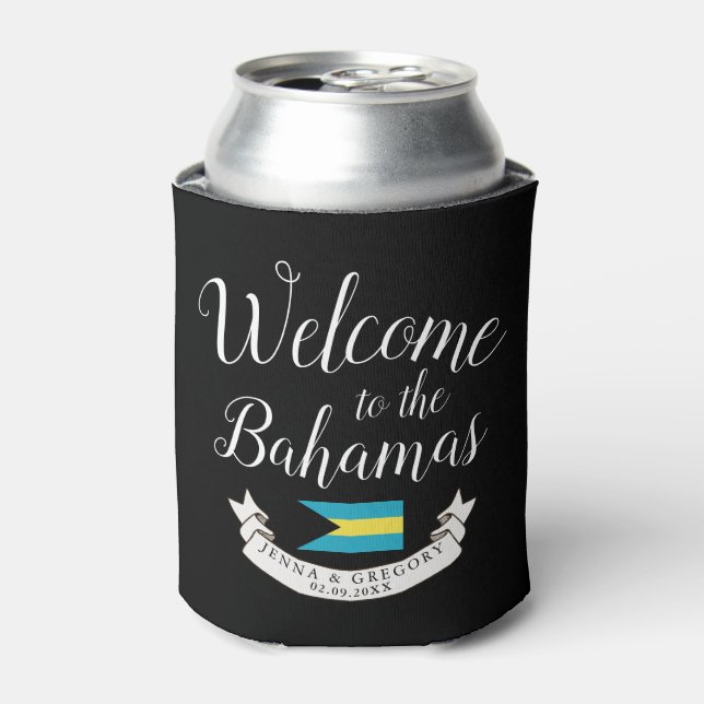 Welcome to Bahamas | Destination Wedding Custom Can Cooler (Can Front)