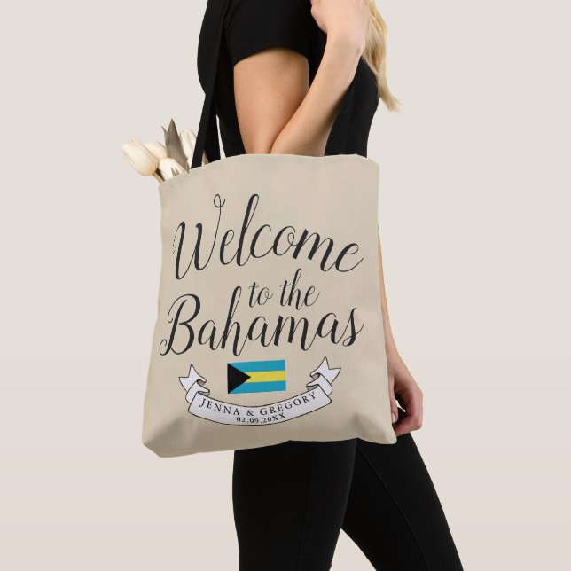 Welcome to Bahamas | Destination Wedding Custom Tote Bag (Close Up)