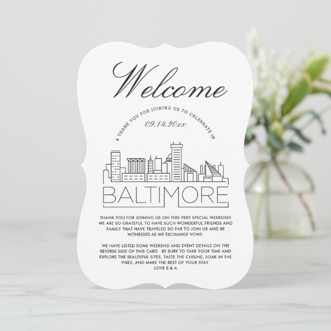 Welcome to Baltimore | Guests Details Invitation (Standing Front)