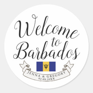Welcome to Barbados   Destination Wedding Favour Classic Round Sticker