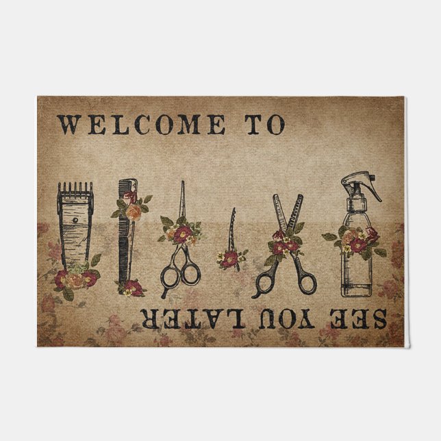 Welcome To Barbershop, See You Later Doormat (Front)