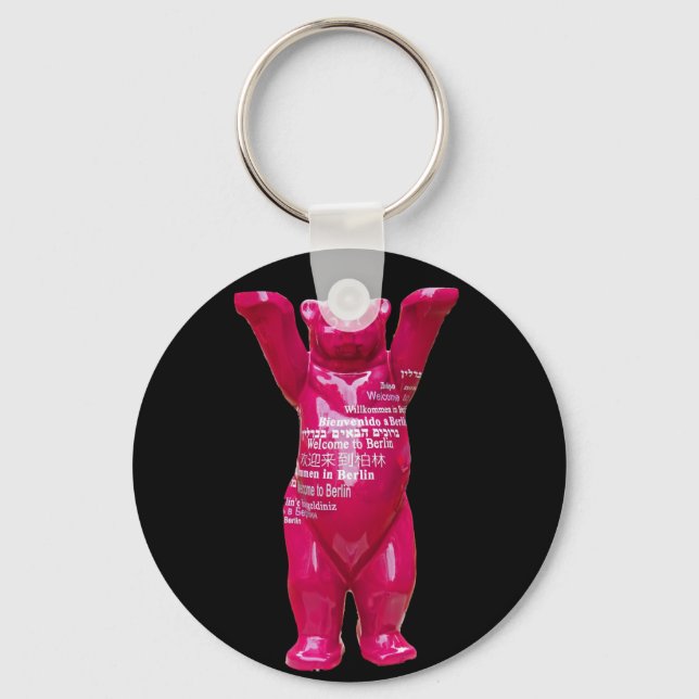 Welcome to Berlin Teddy Bear, Black Back Key Ring (Front)