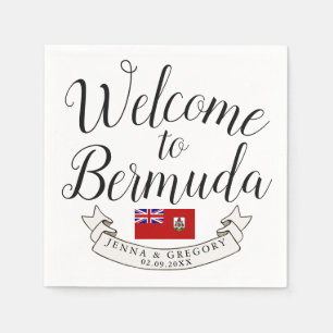 Welcome to Bermuda   Destination Wedding Favour Napkin