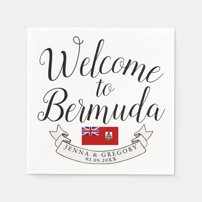 Welcome to Bermuda | Destination Wedding Favour Napkin (Front)