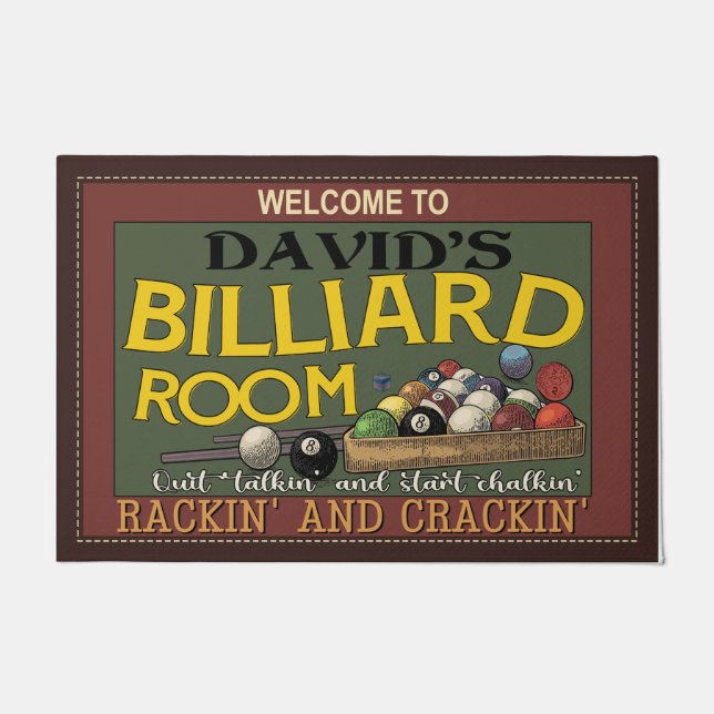 Welcome To Billiard Room Mat, Cool Billiard  Doormat (Front)
