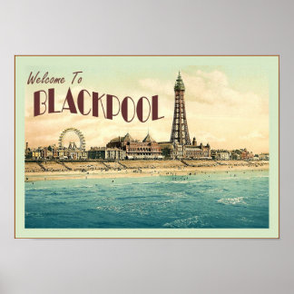 Welcome To Blackpool ~ Vintage Travel Poster
