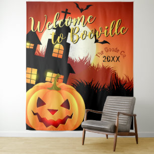 Welcome to Booville Halloween Event Backdrop Tapestry