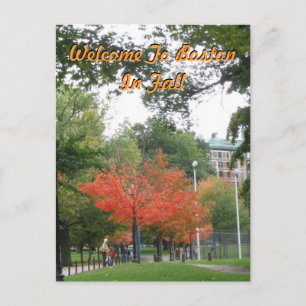 Welcome To Boston In Fall Postcard