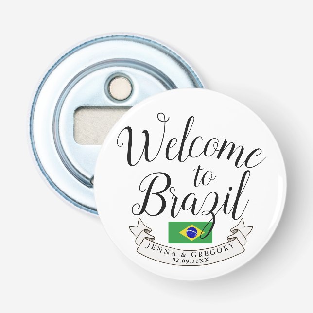 Welcome to Brazil | Destination Wedding Custom Bottle Opener (Front)