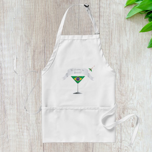 Welcome to Brazil Martini Glass Brazilian Flag Standard Apron (Creator Uploaded)