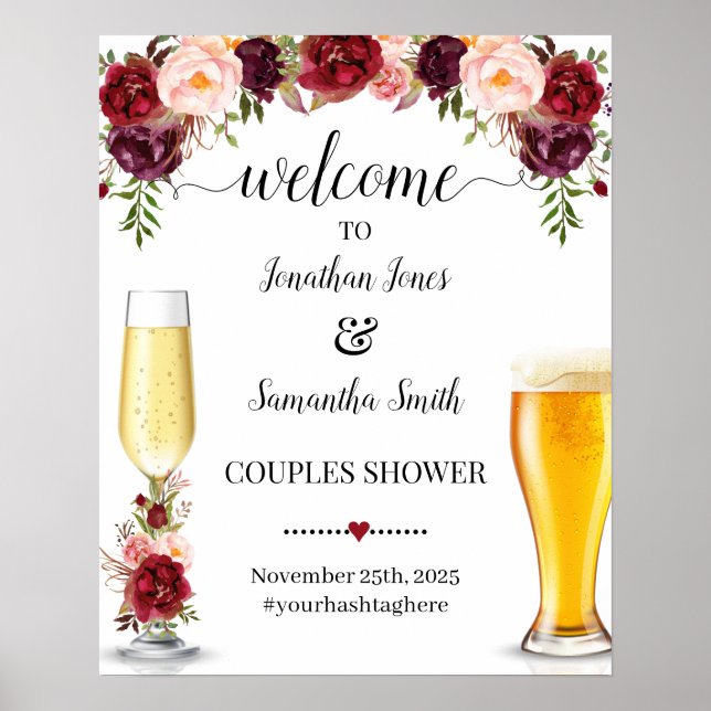 Welcome to bubbles and brews marsala shower sign (Front)