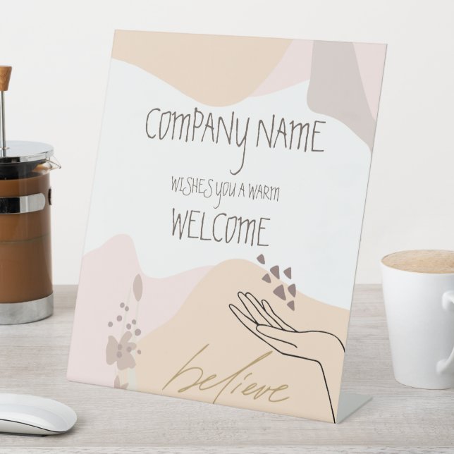 Welcome to Business Event Modern Shapes Feminine Pedestal Sign (In SItu)