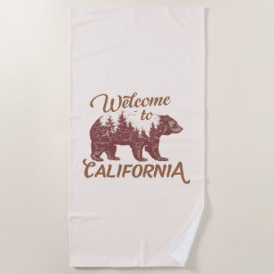 Welcome to California Bear Beach Towel