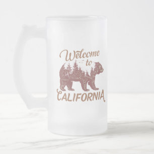 Welcome to California Bear Forest  Frosted Glass Beer Mug