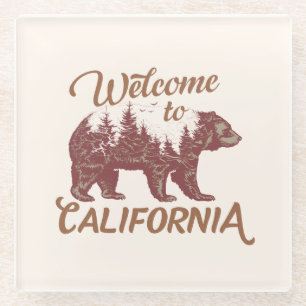 Welcome to California Bear Forest  Glass Coaster