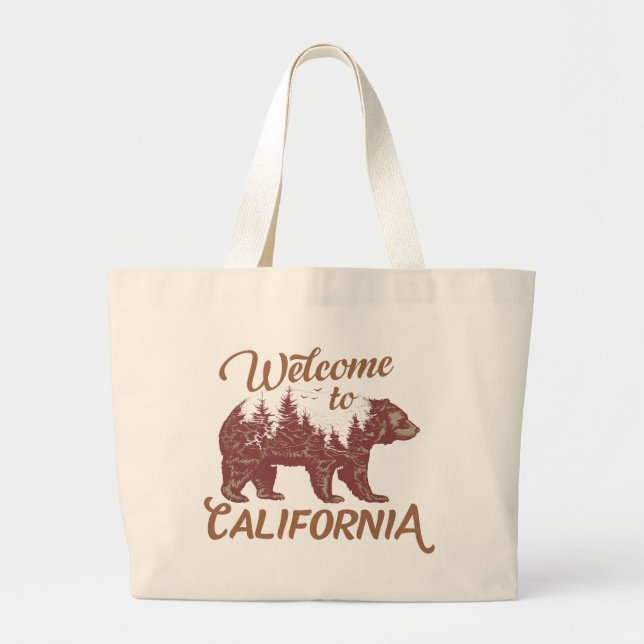 Welcome to California Bear Large Tote Bag (Front)