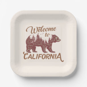 Welcome to California Bear Paper Plate