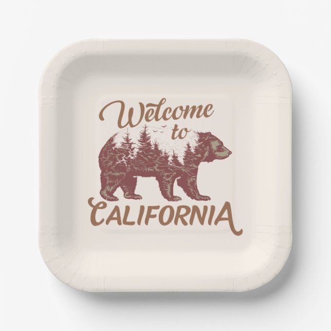 Welcome to California Bear Paper Plate (Front)