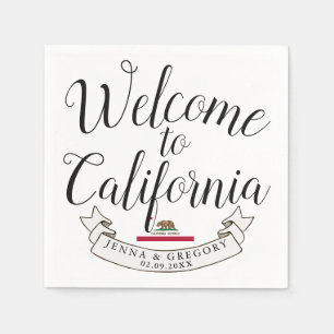 Welcome to California   Destination Wedding Napkin
