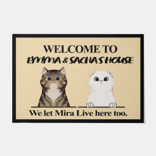 Welcome To Cats House Rug, Personalised Cat Doormat