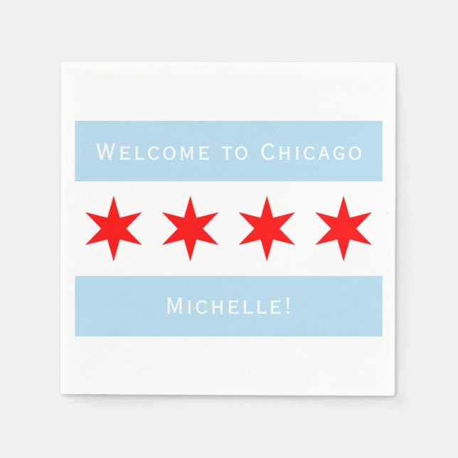 Welcome to Chicago | Personalised Chicago Flag Napkin (Front)