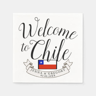 Welcome to Chile   Destination Wedding Custom Napkin